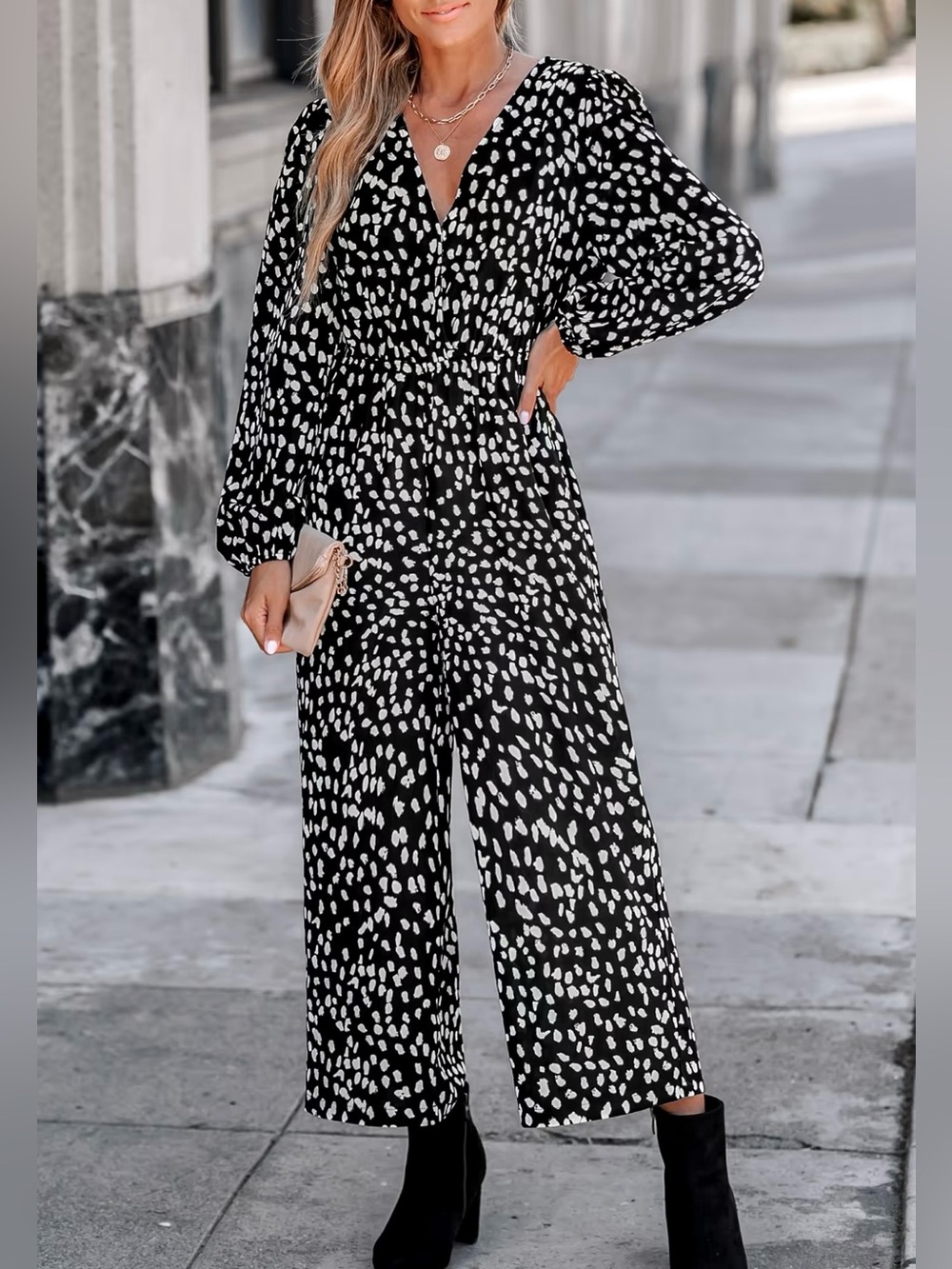 Cupshe Abstract Print Wide Leg Jumpsuit Size Medium